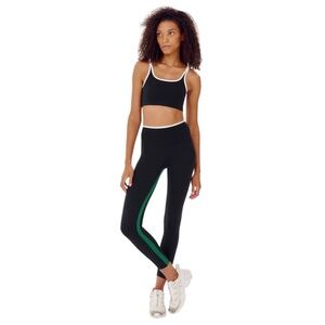 Splits59 Black Leggings with Green Accent